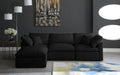 Meridian Furniture - Plush 105" Black Velvet Upholstered Standard Comfort 4pc. Sectional - 602Black-Sec4A - GreatFurnitureDeal