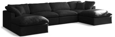 Meridian Furniture - Plush 140" Black Velvet Upholstered Standard Comfort 6pc. Sectional - 602Black-Sec6B - GreatFurnitureDeal
