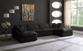 Meridian Furniture - Plush 140" Black Velvet Upholstered Standard Comfort 6pc. Sectional - 602Black-Sec6B - GreatFurnitureDeal
