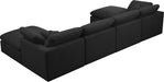 Meridian Furniture - Plush 140" Black Velvet Upholstered Standard Comfort 6pc. Sectional - 602Black-Sec6B - GreatFurnitureDeal