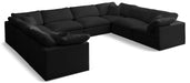 Meridian Furniture - Plush 140" Black Velvet Upholstered Standard Comfort 8pc. Sectional - 602Black-Sec8A - GreatFurnitureDeal