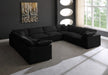 Meridian Furniture - Plush 140" Black Velvet Upholstered Standard Comfort 8pc. Sectional - 602Black-Sec8A - GreatFurnitureDeal