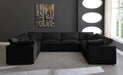 Meridian Furniture - Plush 140" Black Velvet Upholstered Standard Comfort 8pc. Sectional - 602Black-Sec8A - GreatFurnitureDeal