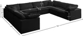 Meridian Furniture - Plush 140" Black Velvet Upholstered Standard Comfort 8pc. Sectional - 602Black-Sec8A - GreatFurnitureDeal