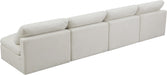 Meridian Furniture - Plush 140" Cream Velvet Upholstered Standard Comfort 4pc. Armless Sofa - 602Cream-S4 - GreatFurnitureDeal