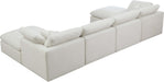 Meridian Furniture - Plush 140" Cream Velvet Upholstered Standard Comfort 6pc. Sectional - 602Cream-Sec6B - GreatFurnitureDeal
