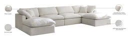 Meridian Furniture - Plush 140" Cream Velvet Upholstered Standard Comfort 6pc. Sectional - 602Cream-Sec6B - GreatFurnitureDeal