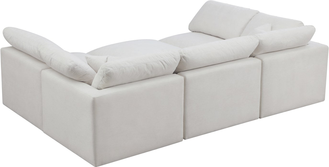 Meridian Furniture - Plush 105" Cream Velvet Upholstered Standard Comfort 6pc. Sectional - 602Cream-Sec6C - GreatFurnitureDeal
