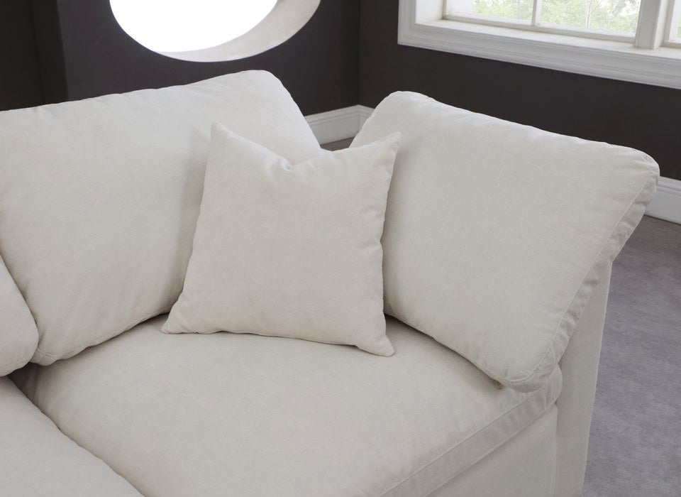 Meridian Furniture - Plush 105" Cream Velvet Upholstered Standard Comfort 6pc. Sectional - 602Cream-Sec6C - GreatFurnitureDeal