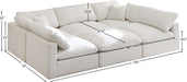 Meridian Furniture - Plush 105" Cream Velvet Upholstered Standard Comfort 6pc. Sectional - 602Cream-Sec6C - GreatFurnitureDeal