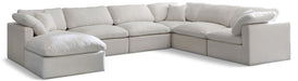 Meridian Furniture - Plush 140" Cream Velvet Upholstered Standard Comfort 7pc. Sectional - 602Cream-Sec7A - GreatFurnitureDeal