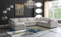 Meridian Furniture - Plush 140" Cream Velvet Upholstered Standard Comfort 7pc. Sectional - 602Cream-Sec7A - GreatFurnitureDeal