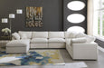 Meridian Furniture - Plush 140" Cream Velvet Upholstered Standard Comfort 7pc. Sectional - 602Cream-Sec7A - GreatFurnitureDeal
