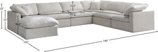 Meridian Furniture - Plush 140" Cream Velvet Upholstered Standard Comfort 7pc. Sectional - 602Cream-Sec7A - GreatFurnitureDeal