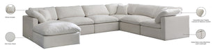 Meridian Furniture - Plush 140" Cream Velvet Upholstered Standard Comfort 7pc. Sectional - 602Cream-Sec7A - GreatFurnitureDeal