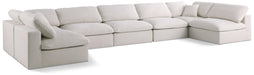 Meridian Furniture - Plush 175" Cream Velvet Upholstered Standard Comfort 7pc. Sectional - 602Cream-Sec7B - GreatFurnitureDeal