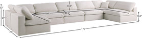 Meridian Furniture - Plush 175" Cream Velvet Upholstered Standard Comfort 7pc. Sectional - 602Cream-Sec7B - GreatFurnitureDeal