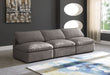 Meridian Furniture - Plush 105" Grey Velvet Upholstered Standard Comfort 3pc. Armless Sofa - 602Grey-S3 - GreatFurnitureDeal