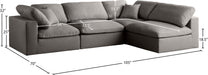 Meridian Furniture - Plush 105" Grey Velvet Upholstered Standard Comfort 4pc. Sectional - 602Grey-Sec4B - GreatFurnitureDeal