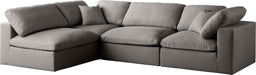 Meridian Furniture - Plush 105" Grey Velvet Upholstered Standard Comfort 4pc. Sectional - 602Grey-Sec4B - GreatFurnitureDeal