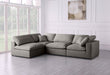 Meridian Furniture - Plush 105" Grey Velvet Upholstered Standard Comfort 4pc. Sectional - 602Grey-Sec4B - GreatFurnitureDeal