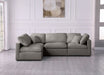 Meridian Furniture - Plush 105" Grey Velvet Upholstered Standard Comfort 4pc. Sectional - 602Grey-Sec4B - GreatFurnitureDeal