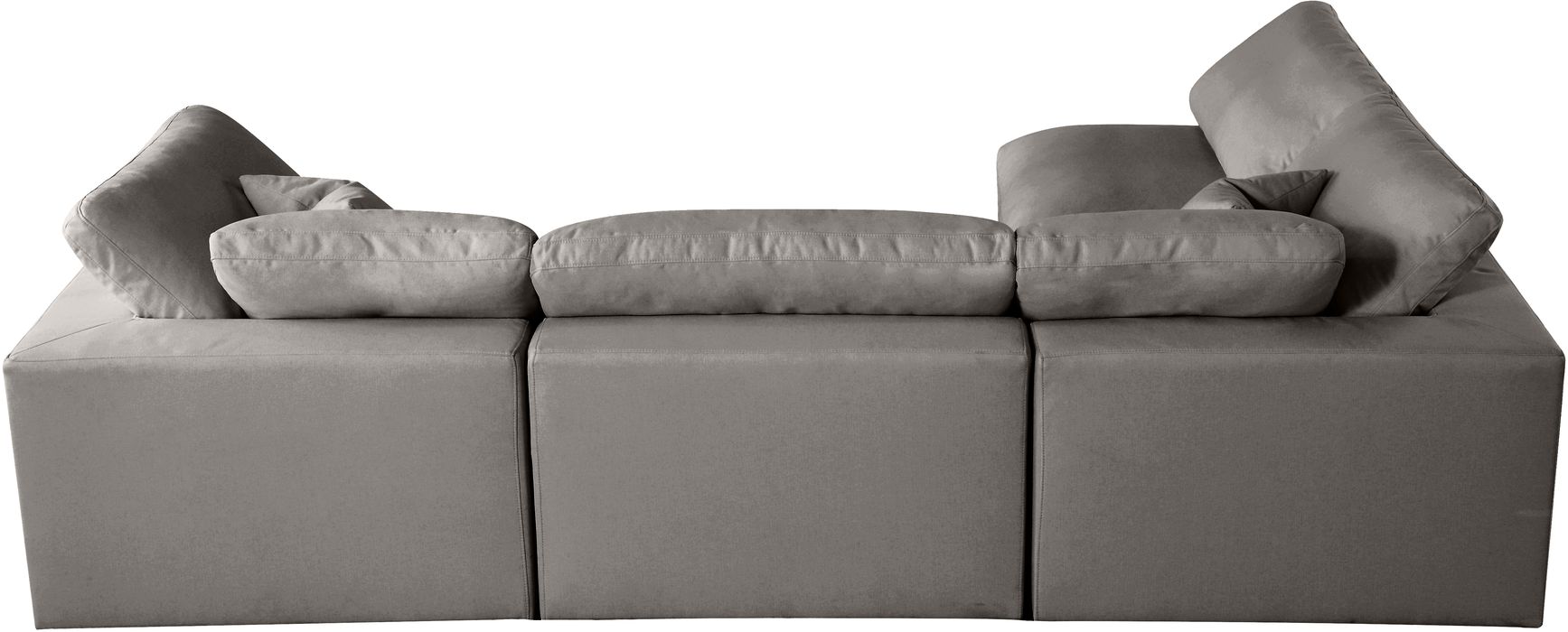 Meridian Furniture - Plush 105" Grey Velvet Upholstered Standard Comfort 4pc. Sectional - 602Grey-Sec4B - GreatFurnitureDeal