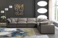 Meridian Furniture - Plush 140" Grey Velvet Upholstered Standard Comfort 6pc. Sectional - 602Grey-Sec6A - GreatFurnitureDeal
