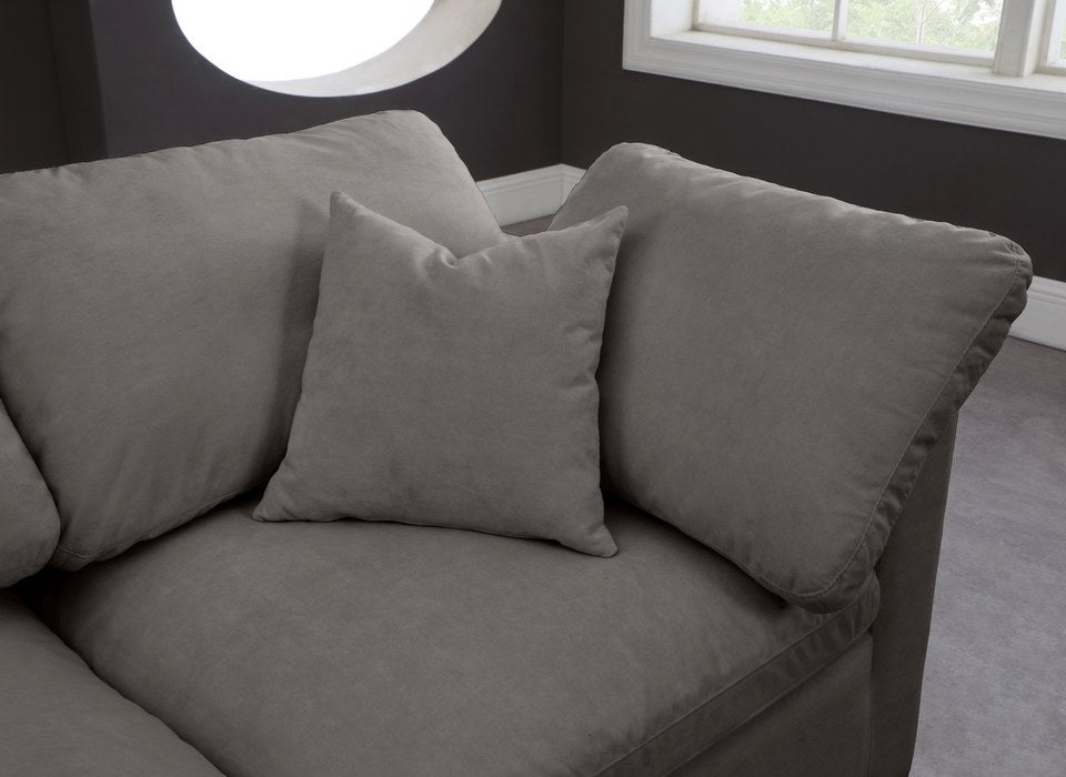 Meridian Furniture - Plush 140" Grey Velvet Upholstered Standard Comfort 6pc. Sectional - 602Grey-Sec6A - GreatFurnitureDeal