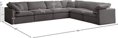 Meridian Furniture - Plush 140" Grey Velvet Upholstered Standard Comfort 6pc. Sectional - 602Grey-Sec6A - GreatFurnitureDeal