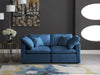 Meridian Furniture - Plush 70" Navy Velvet Upholstered Standard Comfort 2pc. Loveseat - 602Navy-S70 - GreatFurnitureDeal
