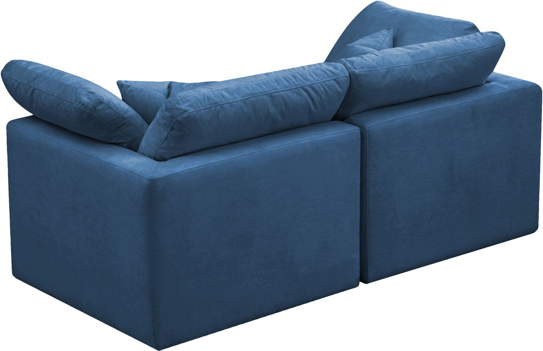 Meridian Furniture - Plush 70" Navy Velvet Upholstered Standard Comfort 2pc. Loveseat - 602Navy-S70 - GreatFurnitureDeal