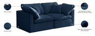 Meridian Furniture - Plush 70" Navy Velvet Upholstered Standard Comfort 2pc. Loveseat - 602Navy-S70 - GreatFurnitureDeal