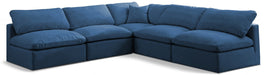 Meridian Furniture - Plush 105" Navy Velvet Upholstered Standard Comfort 5pc. Sectional - 602Navy-Sec5B - GreatFurnitureDeal