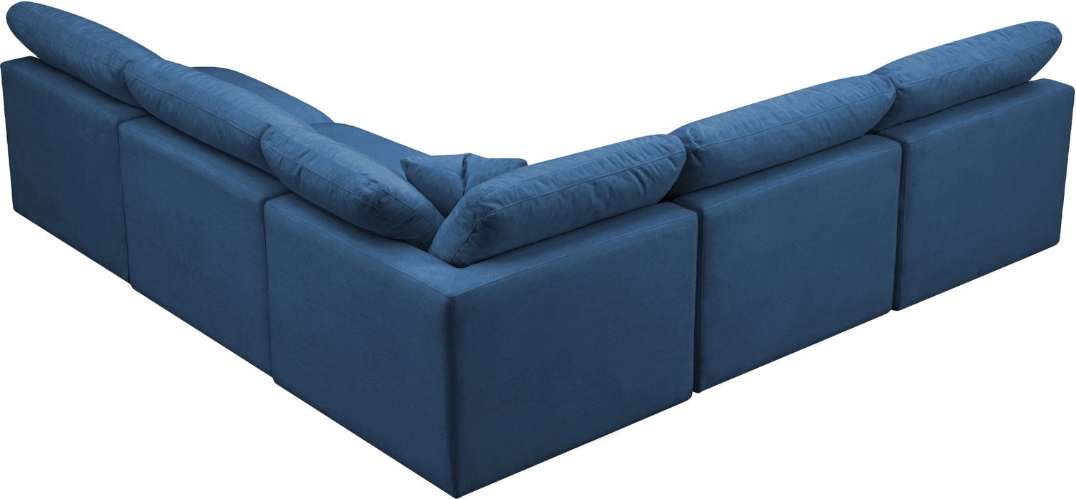 Meridian Furniture - Plush 105" Navy Velvet Upholstered Standard Comfort 5pc. Sectional - 602Navy-Sec5B - GreatFurnitureDeal