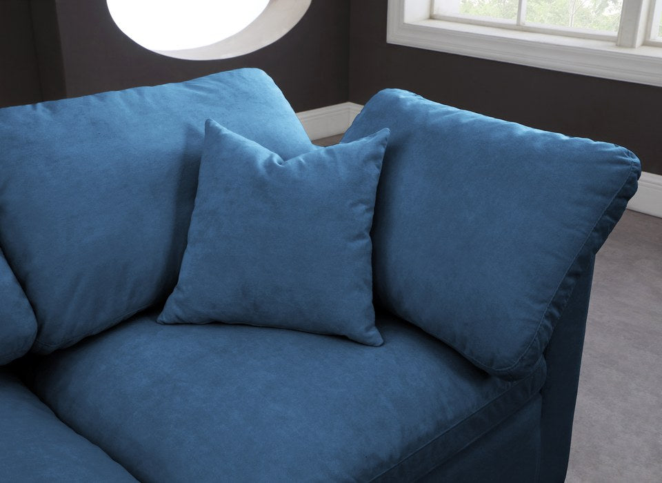 Meridian Furniture - Plush 105" Navy Velvet Upholstered Standard Comfort 5pc. Sectional - 602Navy-Sec5B - GreatFurnitureDeal