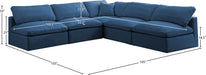 Meridian Furniture - Plush 105" Navy Velvet Upholstered Standard Comfort 5pc. Sectional - 602Navy-Sec5B - GreatFurnitureDeal