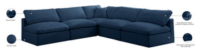 Meridian Furniture - Plush 105" Navy Velvet Upholstered Standard Comfort 5pc. Sectional - 602Navy-Sec5B - GreatFurnitureDeal