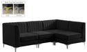 Meridian Furniture - Alina 91" Black Velvet Upholstered 4pc. Sectional - 604Black-Sec4A - GreatFurnitureDeal