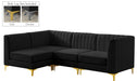 Meridian Furniture - Alina 91" Black Velvet Upholstered 4pc. Sectional - 604Black-Sec4A - GreatFurnitureDeal