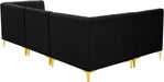 Meridian Furniture - Alina 91" Black Velvet Upholstered 4pc. Sectional - 604Black-Sec4A - GreatFurnitureDeal