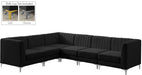 Meridian Furniture - Alina 116.5" Black Velvet Upholstered 6pc. Sectional - 604Black-Sec6A - GreatFurnitureDeal