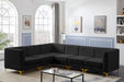Meridian Furniture - Alina 116.5" Black Velvet Upholstered 6pc. Sectional - 604Black-Sec6A - GreatFurnitureDeal