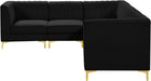 Meridian Furniture - Alina 116.5" Black Velvet Upholstered 6pc. Sectional - 604Black-Sec6A - GreatFurnitureDeal