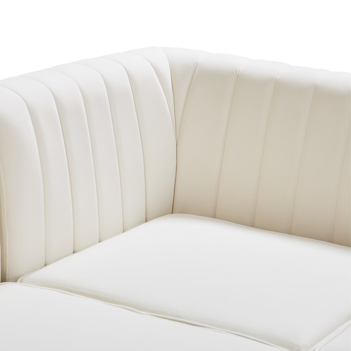 Meridian Furniture - Alina 91" Cream Velvet Upholstered 4pc. Sectional - 604Cream-Sec4A - GreatFurnitureDeal