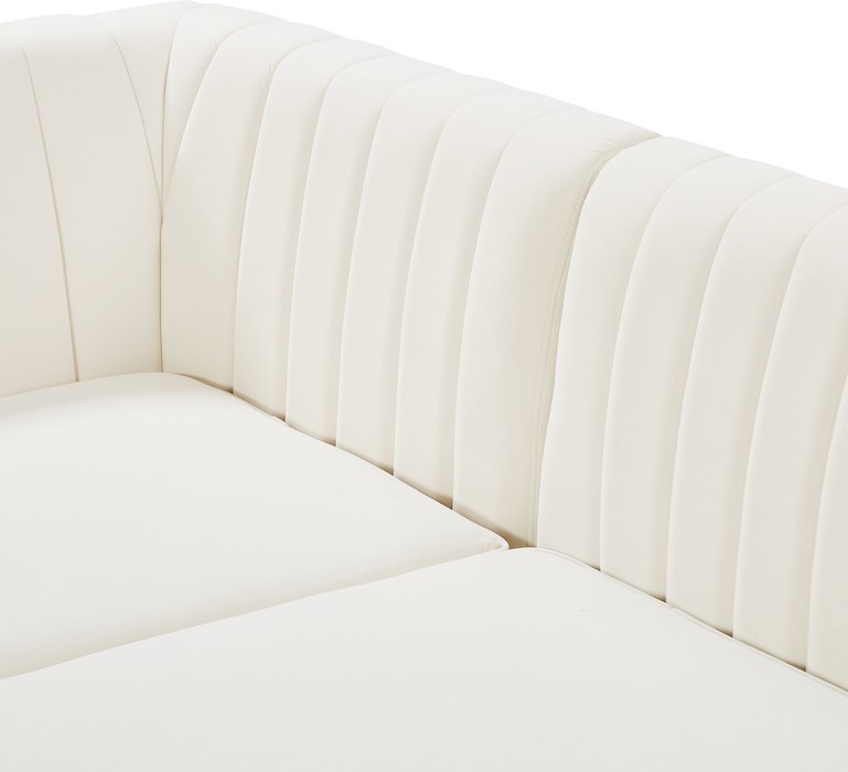 Meridian Furniture - Alina 91" Cream Velvet Upholstered 4pc. Sectional - 604Cream-Sec4A - GreatFurnitureDeal