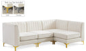 Meridian Furniture - Alina 91" Cream Velvet Upholstered 4pc. Sectional - 604Cream-Sec4A - GreatFurnitureDeal