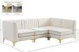 Meridian Furniture - Alina 91" Cream Velvet Upholstered 4pc. Sectional - 604Cream-Sec4A - GreatFurnitureDeal