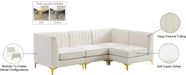 Meridian Furniture - Alina 91" Cream Velvet Upholstered 4pc. Sectional - 604Cream-Sec4A - GreatFurnitureDeal