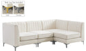 Meridian Furniture - Alina 91" Cream Velvet Upholstered 4pc. Sectional - 604Cream-Sec4A - GreatFurnitureDeal